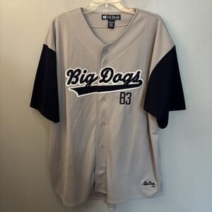 Big Dogs Baseball Jersey Shirt #83 Grey Blue Embroidery Mens Size XL